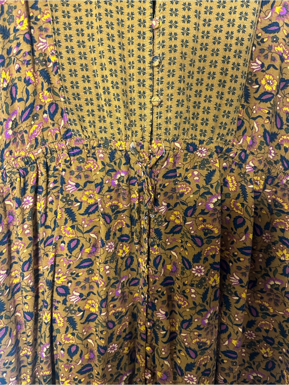 Knox Rose XXL Boho Floral Paisley Maxi Dress Long Sleeve Button Front - Picture 6 of 9